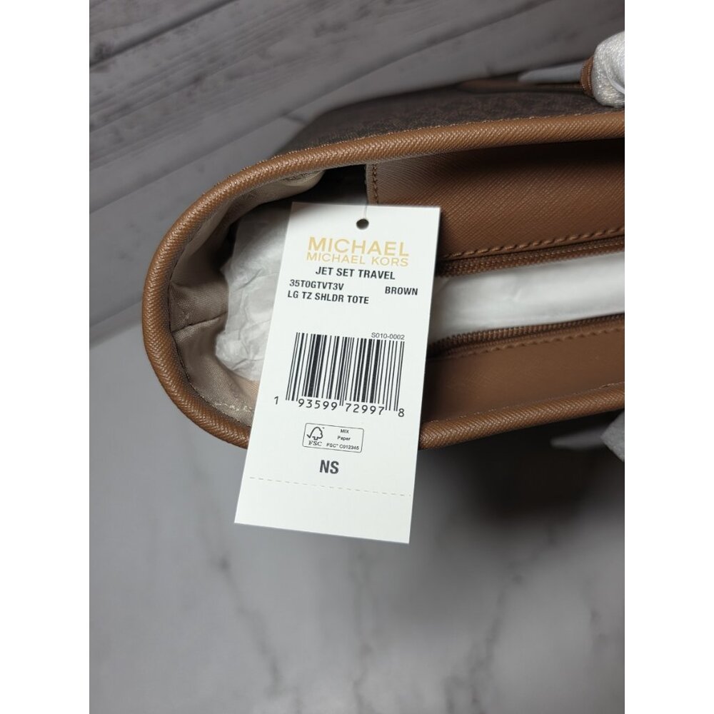MICHAEL Michael Kors Jet Set Travel Large Logo Tote Bag 35T0GTVT3V BROWN - Picture 9 of 9